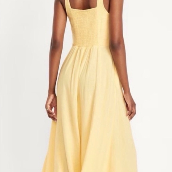 Old Navy New NWT Linen Dress Yellow Size Large - Picture 2 of 5